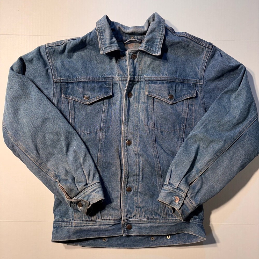 Vtg Route 66 Light wash 90’s Lined Denim Trucker Blue Jean Jacket Sz Small